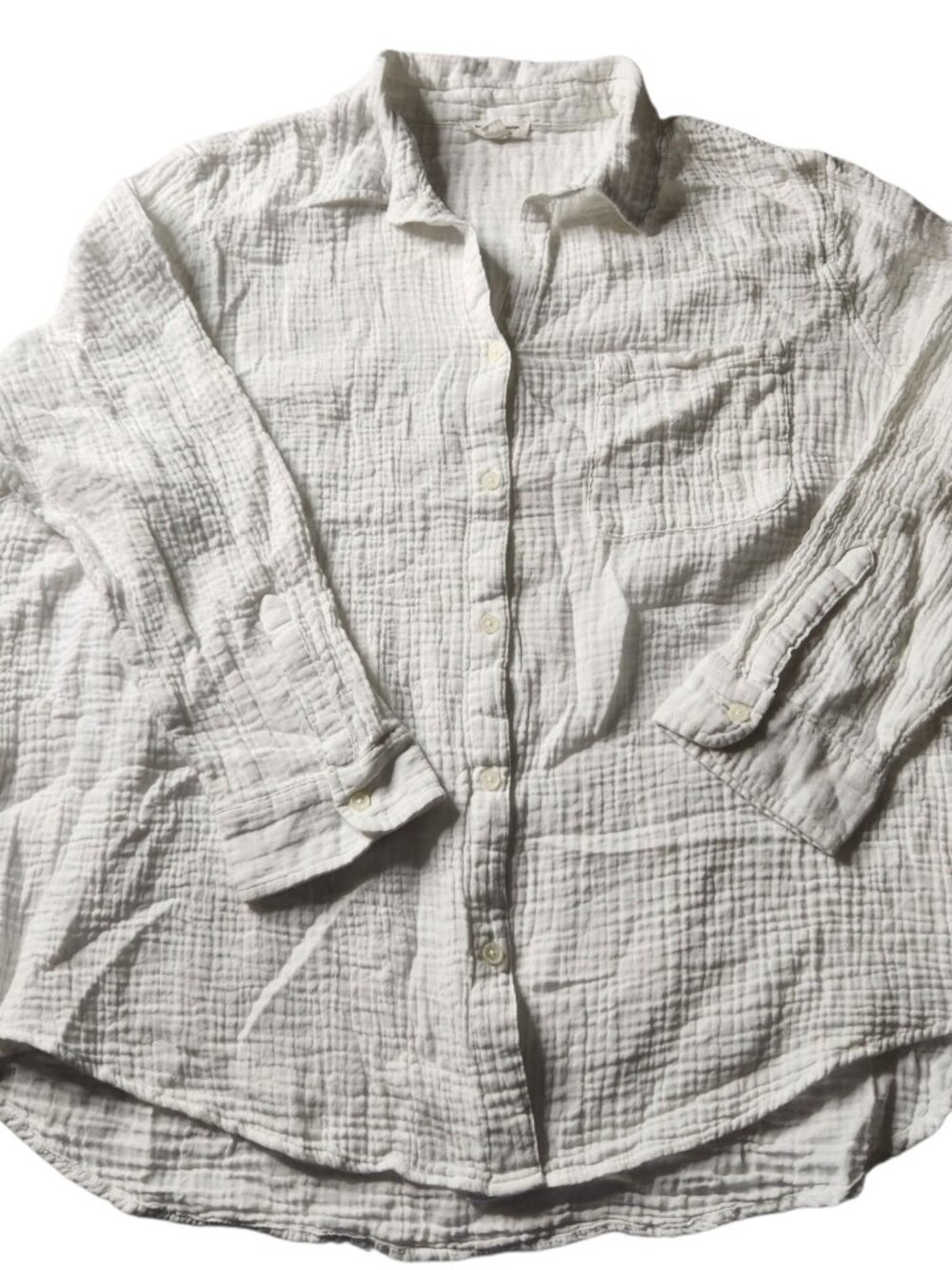 BeachLunchLounge Collection Women White Button Down Shirt 2X Long Sleeve Pocket